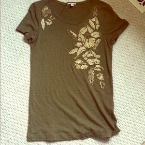 Jcrew army green shirt with flower